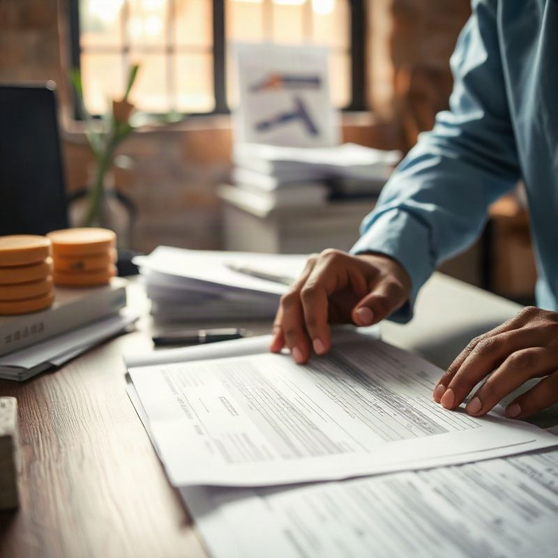 Close-up of hands reviewing product specifications at a Forgewecho desk